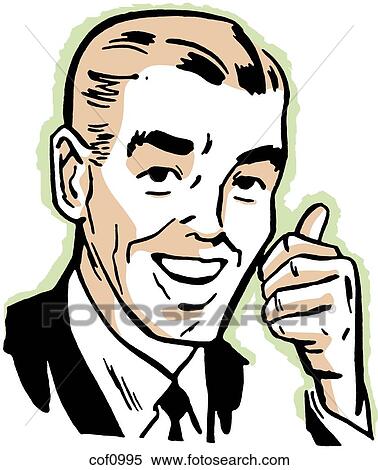 Stock Illustration - A vintage print of a man giving the thumbs up. Fotosearch