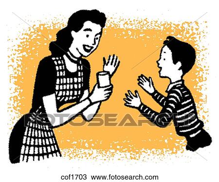 Drawing - A vintage style portrait of a woman and child. Fotosearch