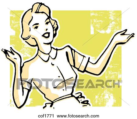 Clip Art - A vintage style portrait of a woman. Fotosearch