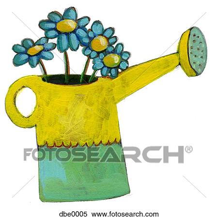 A watering can filled with flowers View Large Illustration Stock Illustration - A watering can filled with flowers. Fotosearch