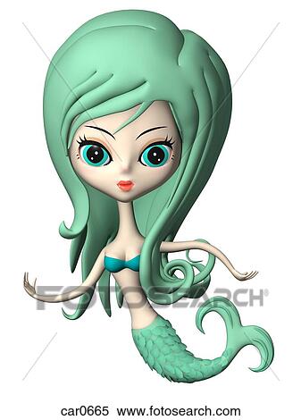 A young mermaid illustrated in a 3D style View Large Illustration Stock Illustration - A young mermaid illustrated in a 3D style. Fotosearch