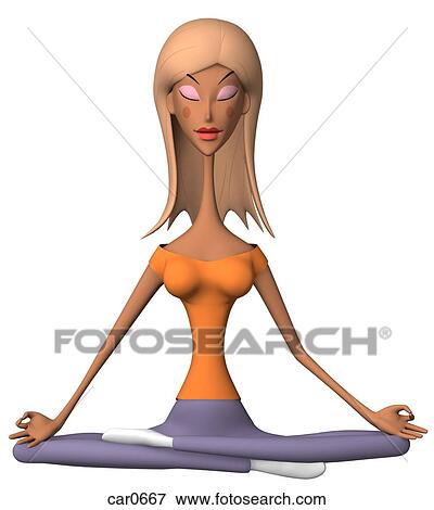 A young woman sitting in a yoga pose drawn in a 3D style View Large Illustration Stock Illustration - A young woman sitting in a yoga pose drawn in a 3D style. Fotosearch