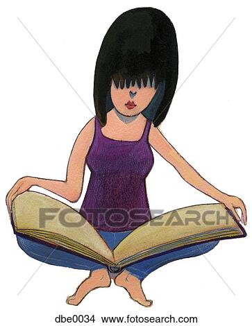 Stock Illustration - A young woman turning a new page in a book. Fotosearch