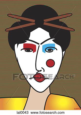 An abstract drawing of a Japanese geisha View Large Illustration Drawing - An abstract drawing of a Japanese geisha. Fotosearch