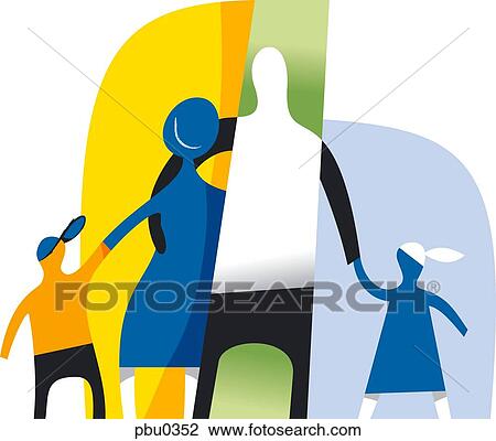 An abstract illustration of a family View Large Illustration Drawing - An abstract illustration of a family. Fotosearch
