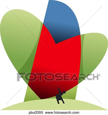 An abstract illustration of a figure carrying an over sized heart on his back View Large Illustration Stock Illustration - An abstract illustration of a figure carrying an over sized heart on his back. Fotosearch