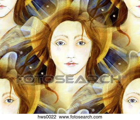 Drawing - An angelic portrait. Fotosearch