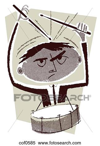 An angry little drummer boy View Large Illustration Stock Illustration - An angry little drummer boy. Fotosearch