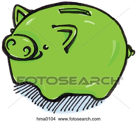 Stock Illustration - An illustartion of a green piggy bank. Fotosearch