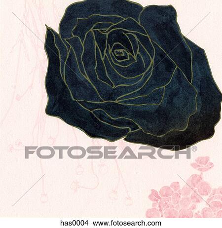 Stock Illustration - An illustration of a black flower on a pink background. Fotosearch