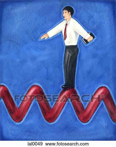 An illustration of a business man balancing on a jagged red line View Large Illustration Stock Illustration - An illustration of a business man balancing on a jagged red line. Fotosearch