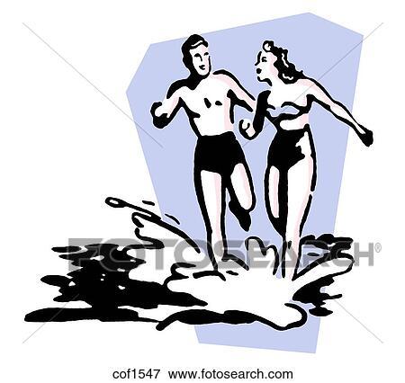 Stock Illustration - An illustration of a couple having fun in the sun on vacation. Fotosearch