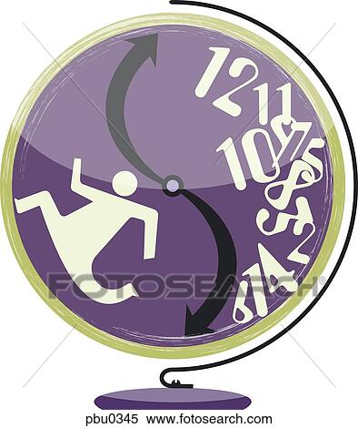 Stock Illustration - An illustration of a figure and numbers jumbled within a clock face. Fotosearch