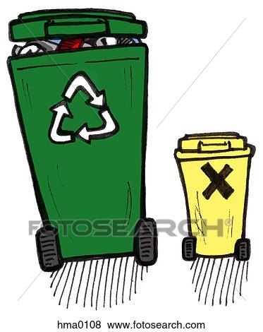 Stock Illustration - An illustration of a full recycle garbage bin. Fotosearch