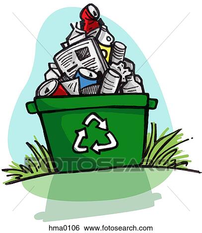 Stock Illustration - An illustration of a full recycling bin. Fotosearch