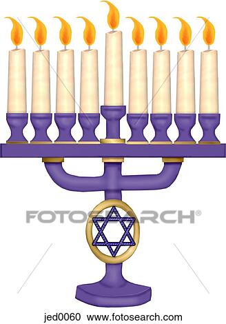 Clipart - An illustration of a lit Hanukkah Menorah. Fotosearch