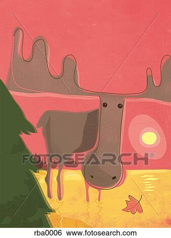 An illustration of a Moose in the wilderness at dusk View Large Illustration Stock Illustration - An illustration of a Moose in the wilderness at dusk. Fotosearch