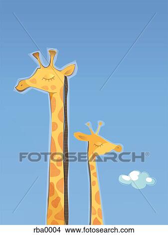 Stock Illustration - An illustration of a mother and child giraffe. Fotosearch