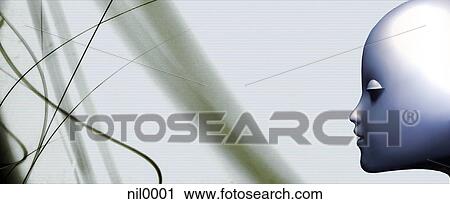 Clip Art - An illustration of a persons face peeking into the frame of the image. Fotosearch