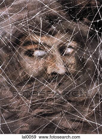 Stock Illustration - An illustration of a persons face mostly covered in fabric apart from their eyes. Fotosearch