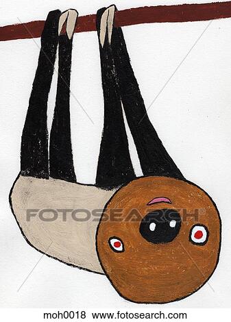 Stock Illustration - An illustration of a Sloth hanging in a tree. Fotosearch