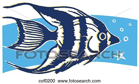 Clipart - An illustration of a tropical fish swimming. Fotosearch