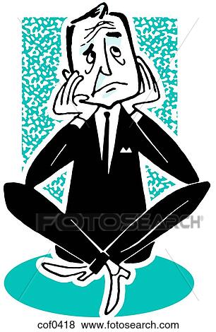 Stock Illustration - An illustration of a worried looking businessman. Fotosearch