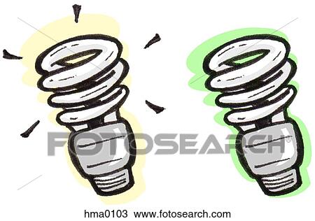Drawing - An illustration of energy efficient light bulbs. Fotosearch