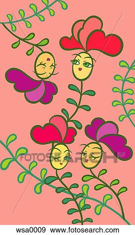 Stock Illustration - An illustration of flower characters. Fotosearch
