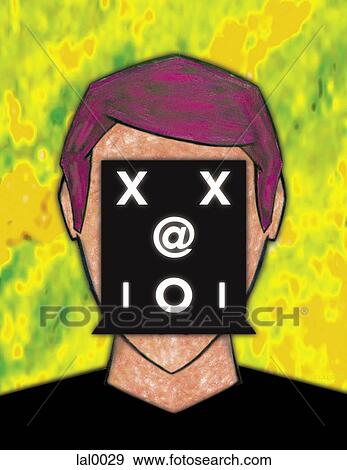 Stock Illustration - An image of a person with symbols in place of facial features. Fotosearch