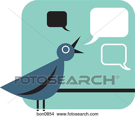 Bird with speech bubbles View Large Illustration Stock Illustration - Bird with speech bubbles. Fotosearch