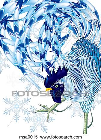 Blue rooster View Large Illustration Stock Illustration - Blue rooster. Fotosearch