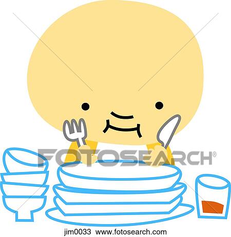 Drawing - Boy waiting for food. Fotosearch