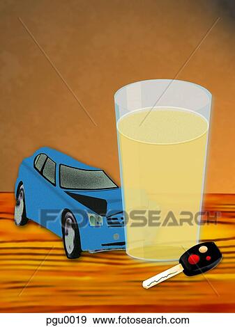Stock Illustration - Car crashing into glass of alcohol. Fotosearch