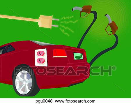 Car with electricity plug and fuel pump View Large Illustration Stock Illustration - Car with electricity plug and fuel pump. Fotosearch