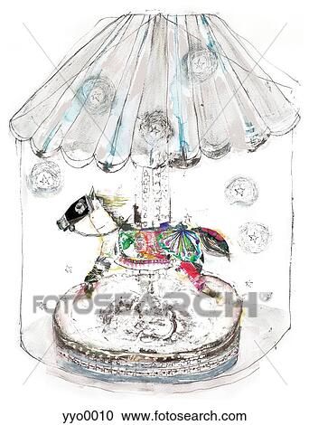 Carousel horses against white background View Large Illustration Clipart - Carousel horses against white background. Fotosearch