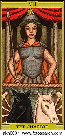 Stock Illustration - Chariot tarot card. Fotosearch