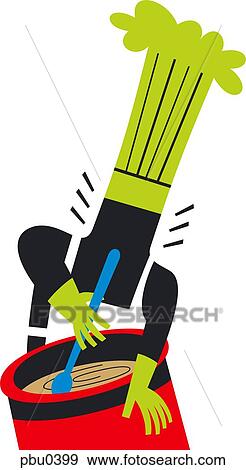 Chef stirring pot View Large Illustration Stock Illustration - Chef stirring pot. Fotosearch