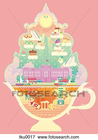 Stock Illustration - City within ice-cream. Fotosearch