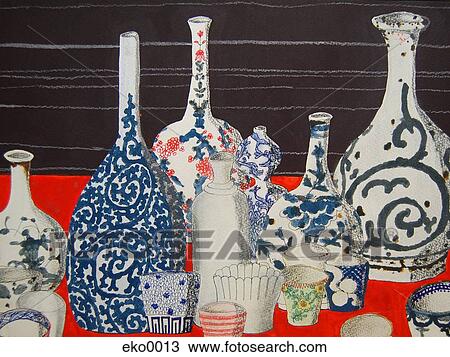 Decorated vases View Large Illustration Drawing - Decorated vases. Fotosearch