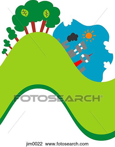 Drawing - Distorted landscape. Fotosearch