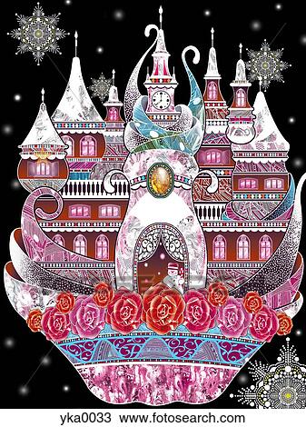 Fantasy city on boat View Large Illustration Drawing - Fantasy city on boat. Fotosearch
