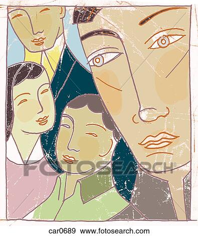 Stock Illustration - Four people smiling. Fotosearch
