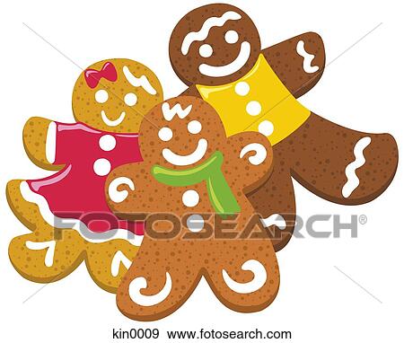 Stock Illustration - Gingerbread men and women against white background. Fotosearch