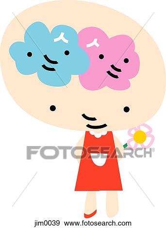 Girl with two brains View Large Illustration Stock Illustration - Girl with two brains. Fotosearch
