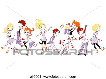 Clip Art - Group of happy children. Fotosearch