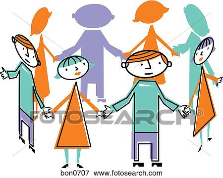 Group of people standing in circle forming human chain View Large Illustration Stock Illustration - Group of people standing in circle forming human chain. Fotosearch
