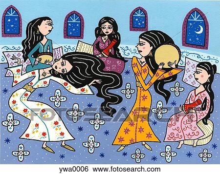 Group of women playing musical instruments View Large Illustration Stock Illustration - Group of women playing musical instruments. Fotosearch