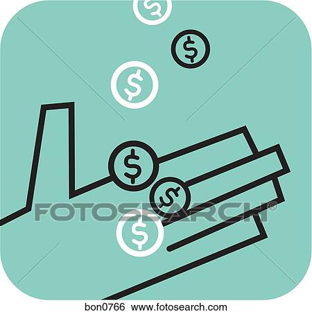 Stock Illustration - Hand collecting coins. Fotosearch