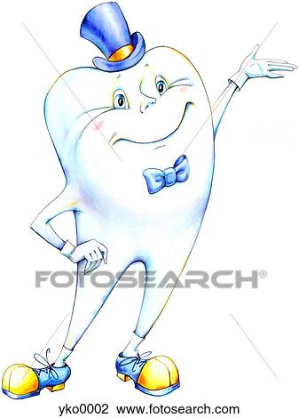 Drawing - Happy and healthy tooth. Fotosearch